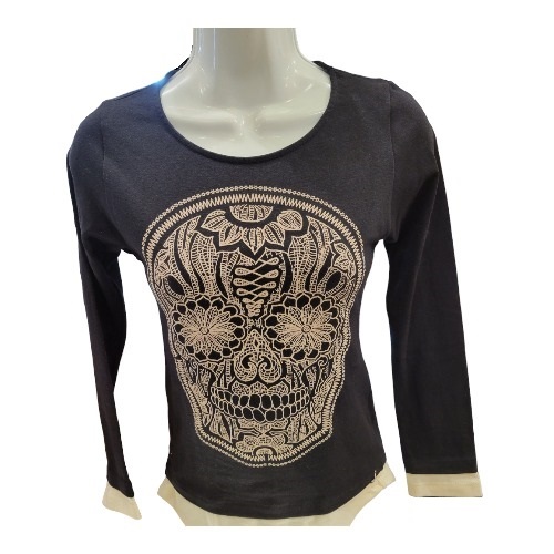 Bordado Blusas De Calaveras Dama 104Da Bordado Calavera Negro